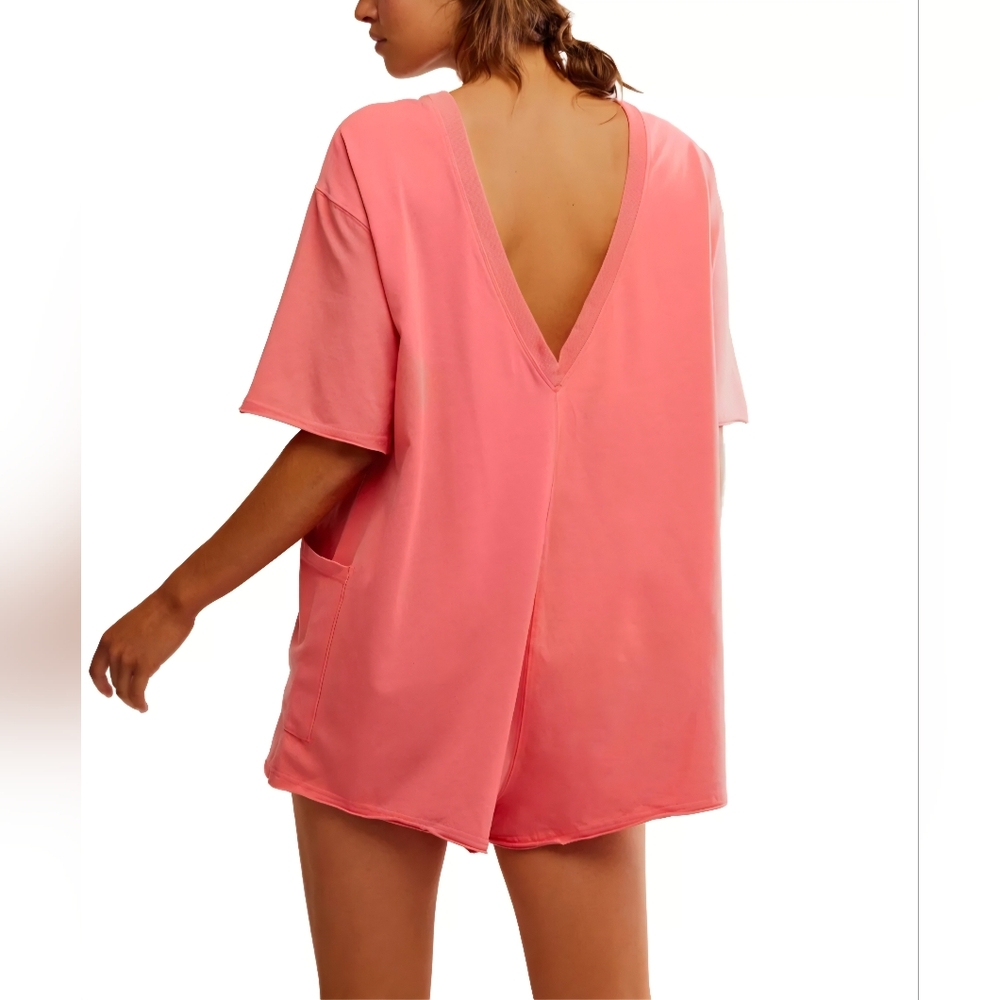 FP Movement by Free People Hot Shot Tee Romper, NWT Hibiscus - Picture 3 of 8